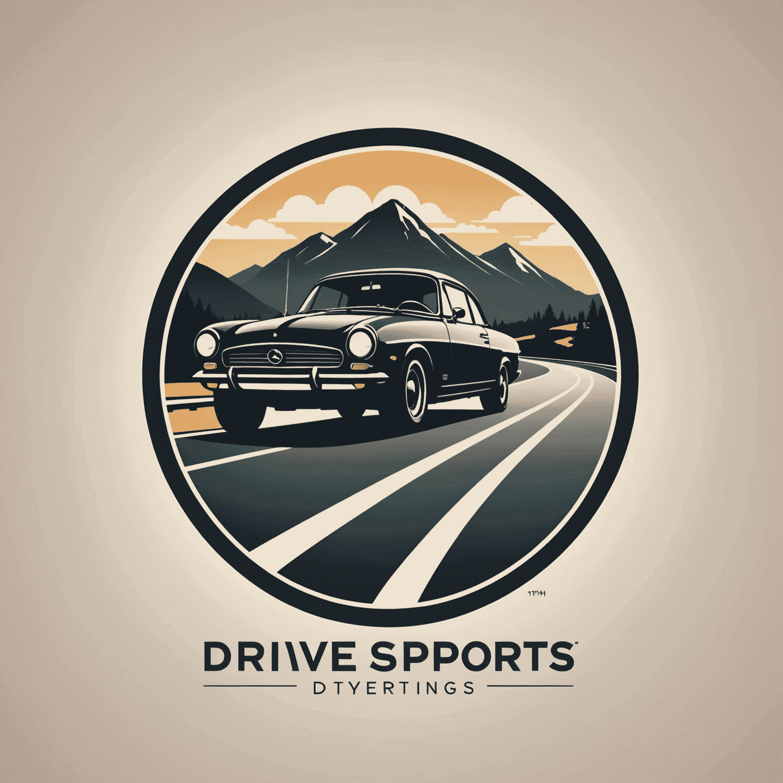 Drivesportings logo featuring a stylized road with a car silhouette