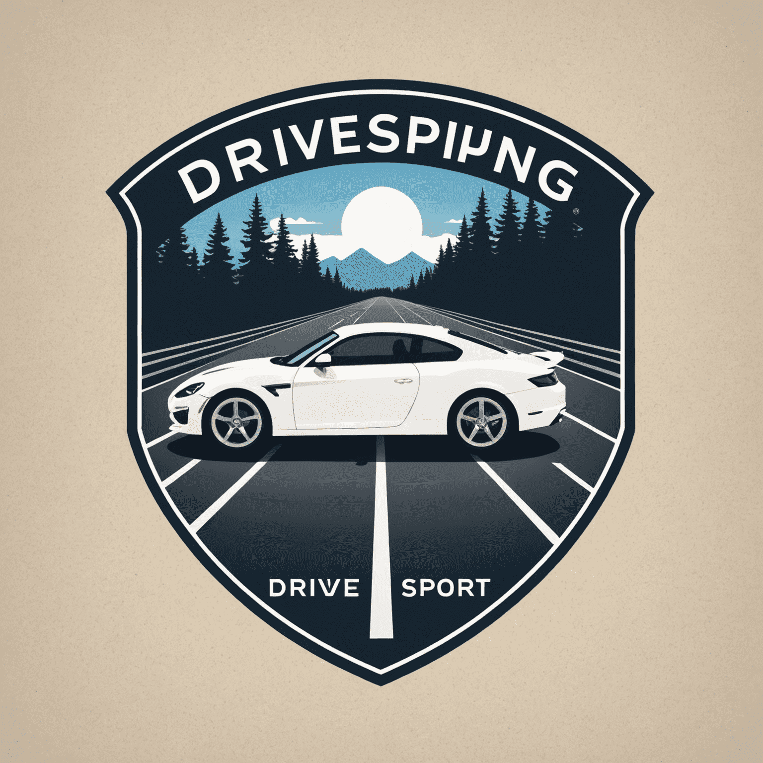 Drivesportings logo featuring a stylized road with a car silhouette