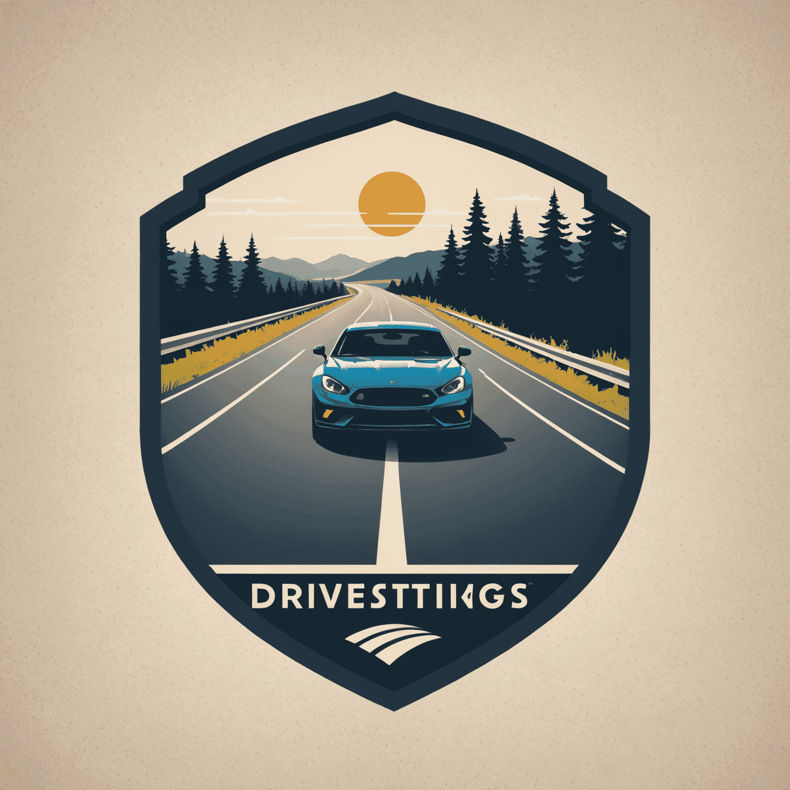 Drivesportings logo featuring a stylized road with a car silhouette