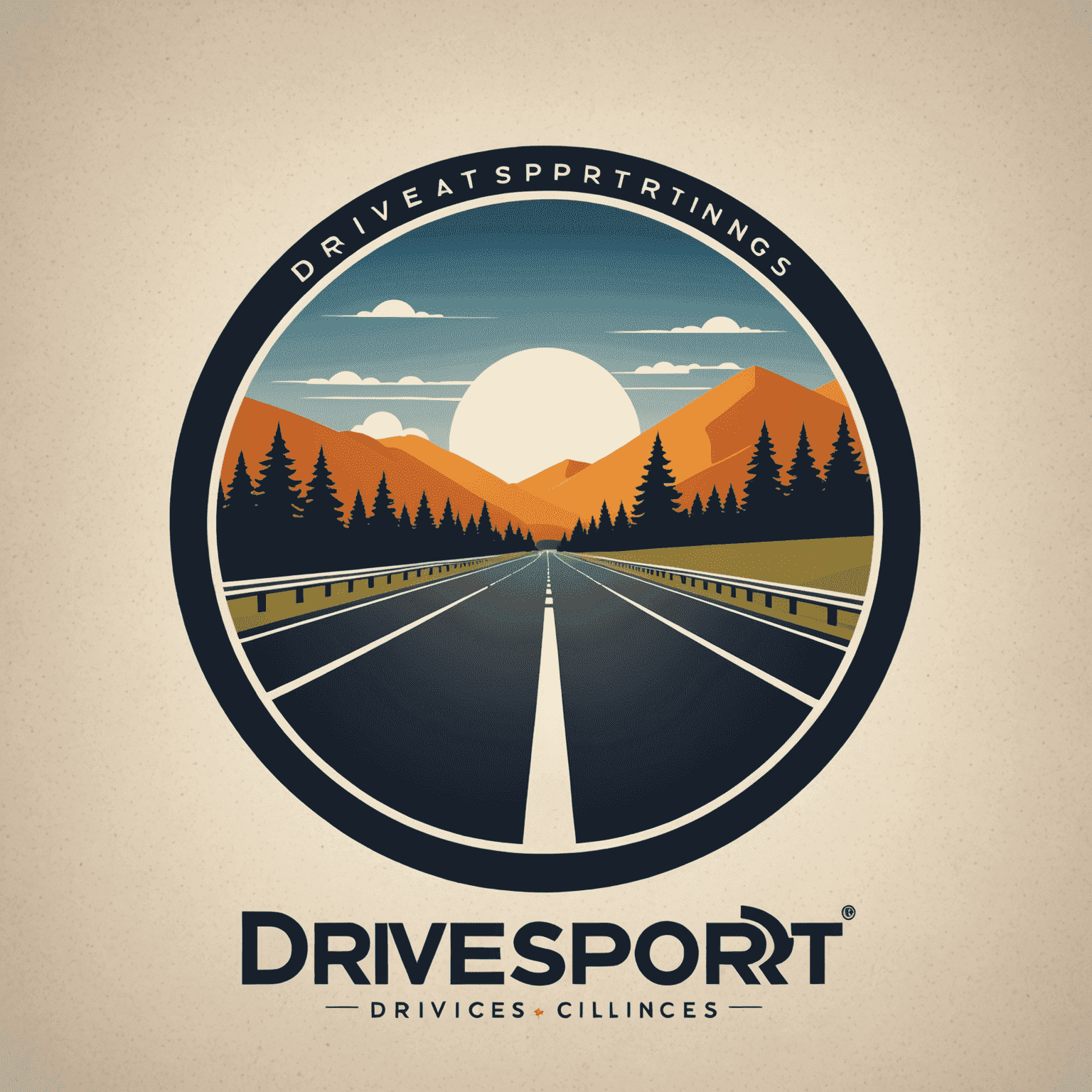 Drivesportings logo featuring a stylized road with a car silhouette