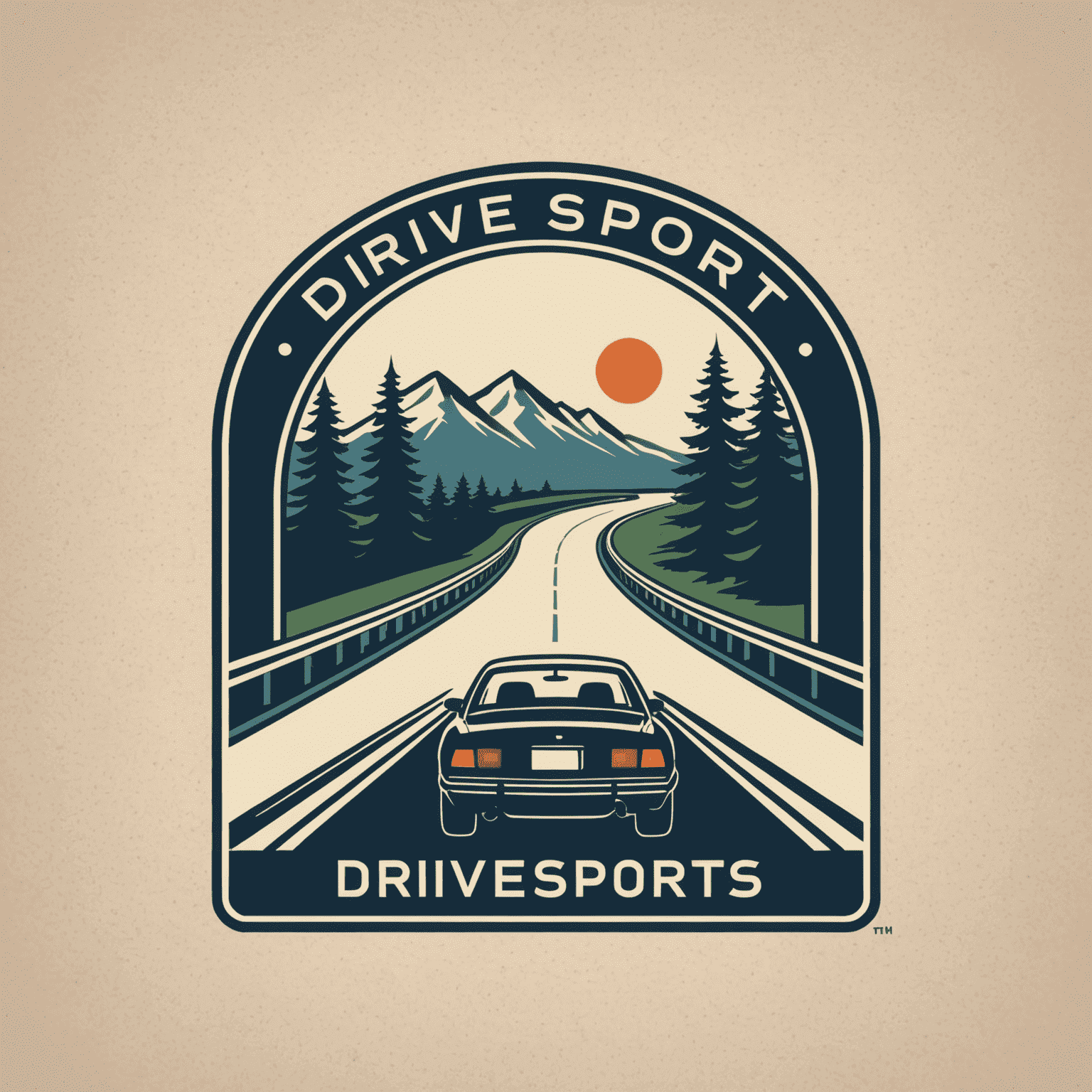 Drivesportings logo featuring a stylized road with a car silhouette