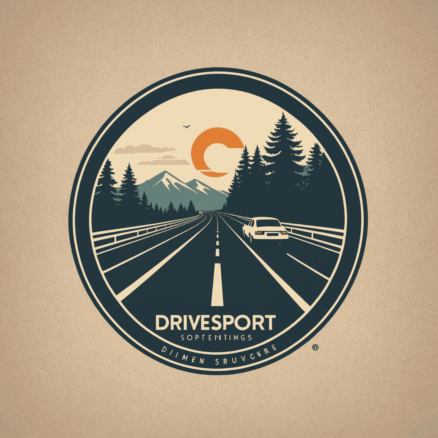 Drivesportings logo featuring a stylized road with a car silhouette