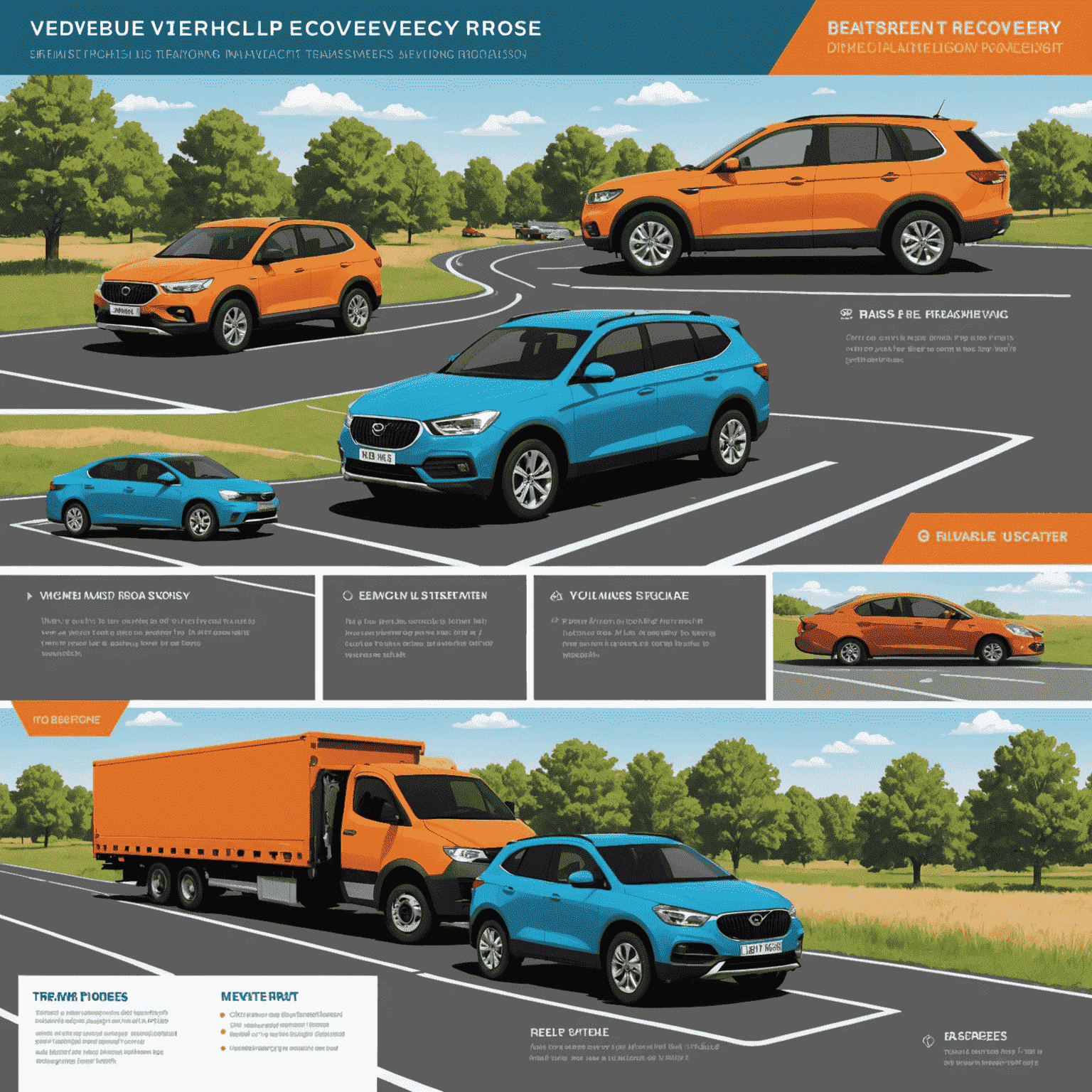 Infographic showing the steps of our vehicle recovery process, from initial assessment to final transport